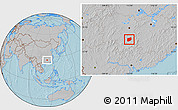 Gray Location Map of Laiyang, hill shading