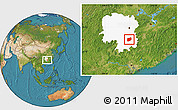 Satellite Location Map of Laiyang, highlighted parent region
