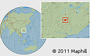 Savanna Style Location Map of Laiyang, hill shading
