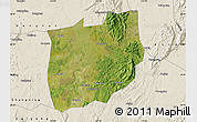 Satellite Map of Laiyang, shaded relief outside