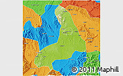 Physical 3D Map of Lingling, political outside