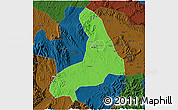 Political 3D Map of Lingling, darken