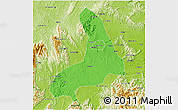 Political 3D Map of Lingling, physical outside