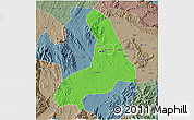 Political 3D Map of Lingling, semi-desaturated