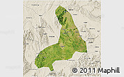 Satellite 3D Map of Lingling, shaded relief outside