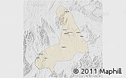 Shaded Relief 3D Map of Lingling, lighten, desaturated