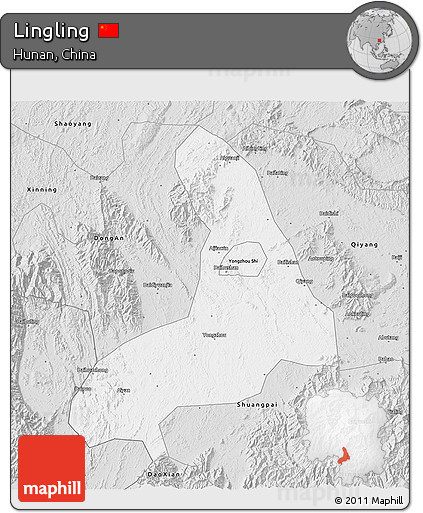 Silver Style 3D Map of Lingling