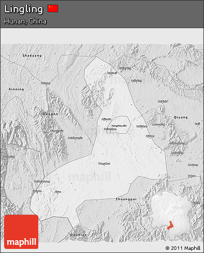 Silver Style 3D Map of Lingling