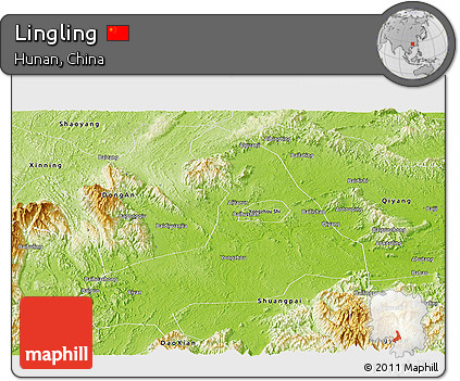 Physical Panoramic Map of Lingling