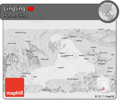 Silver Style Panoramic Map of Lingling