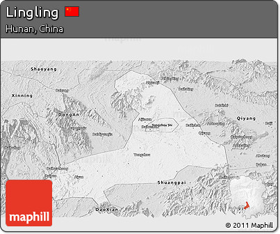 Silver Style Panoramic Map of Lingling