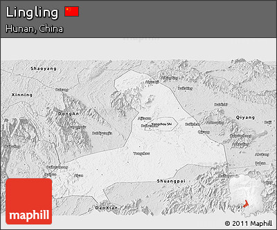 Silver Style Panoramic Map of Lingling