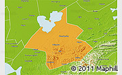 Political 3D Map of Linxiang, physical outside