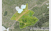 Satellite 3D Map of Linxiang, semi-desaturated