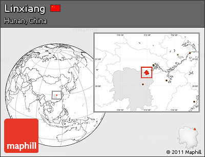 Blank Location Map of Linxiang, highlighted parent region