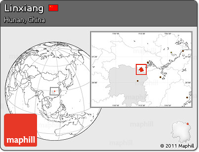 Blank Location Map of Linxiang, highlighted parent region