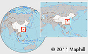 Gray Location Map of Linxiang, highlighted country, within the entire country