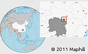 Gray Location Map of Linxiang, highlighted country, highlighted parent region