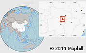 Gray Location Map of Linxiang, highlighted country, hill shading