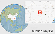 Savanna Style Location Map of Linxiang, highlighted country, hill shading