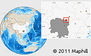 Shaded Relief Location Map of Linxiang, highlighted country, highlighted parent region