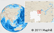 Shaded Relief Location Map of Linxiang, highlighted parent region