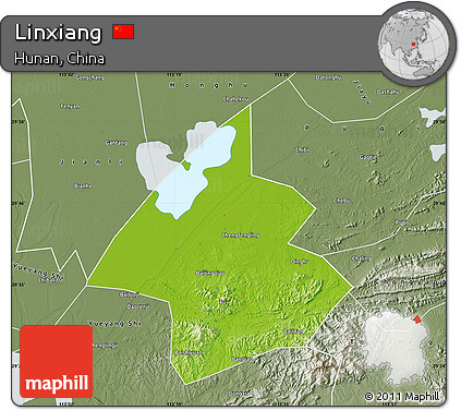 Physical Map of Linxiang, semi-desaturated