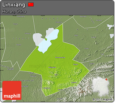 Physical Map of Linxiang, semi-desaturated