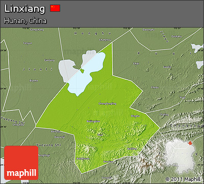 Physical Map of Linxiang, semi-desaturated