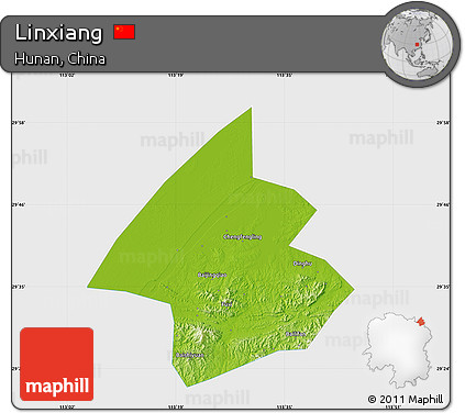 Physical Map of Linxiang, single color outside