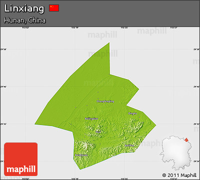 Physical Map of Linxiang, single color outside