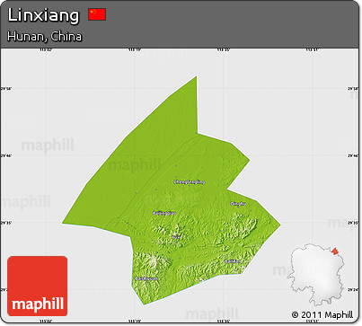 Physical Map of Linxiang, single color outside