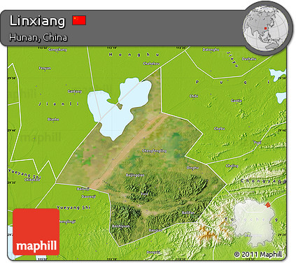 Satellite Map of Linxiang, physical outside