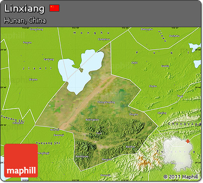 Satellite Map of Linxiang, physical outside