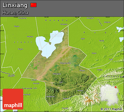 Satellite Map of Linxiang, physical outside