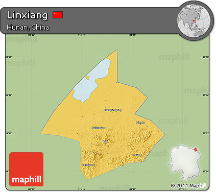 Savanna Style Map of Linxiang, single color outside