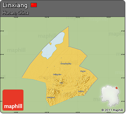 Savanna Style Map of Linxiang, single color outside