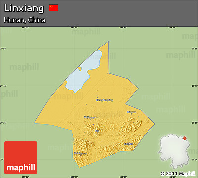 Savanna Style Map of Linxiang, single color outside