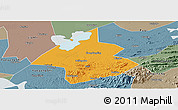 Political Panoramic Map of Linxiang, semi-desaturated