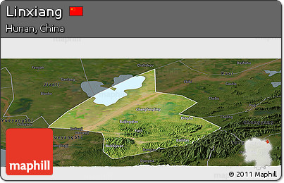 Satellite Panoramic Map of Linxiang, darken