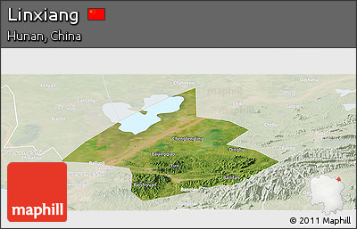 Satellite Panoramic Map of Linxiang, lighten