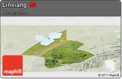 Satellite Panoramic Map of Linxiang, lighten