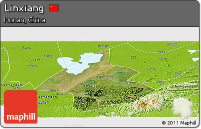 Satellite Panoramic Map of Linxiang, physical outside