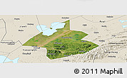 Satellite Panoramic Map of Linxiang, shaded relief outside