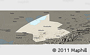 Shaded Relief Panoramic Map of Linxiang, darken