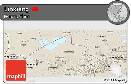Shaded Relief Panoramic Map of Linxiang