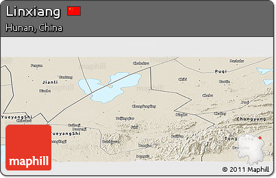 Shaded Relief Panoramic Map of Linxiang