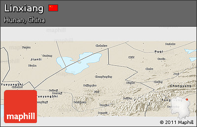 Shaded Relief Panoramic Map of Linxiang