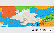 Shaded Relief Panoramic Map of Linxiang, political outside