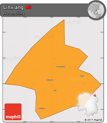 Political Simple Map of Linxiang, cropped outside